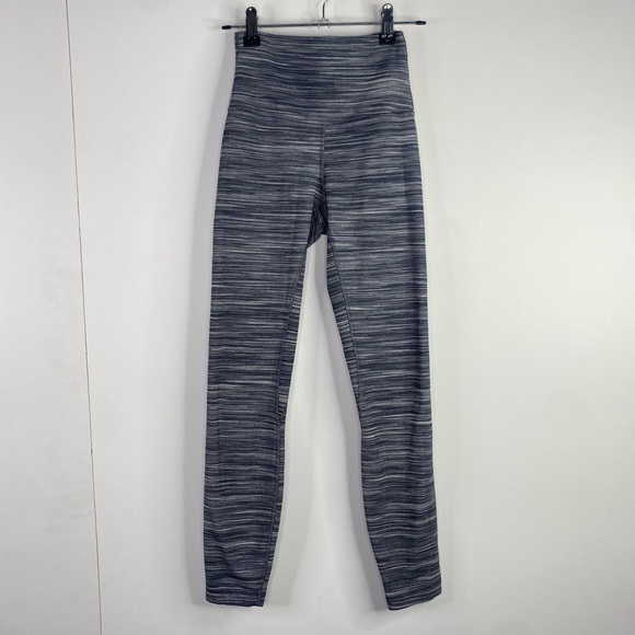 Lululemon Grey Striped Wunder Under Leggings 28" Size 2 - Picture 1 of 3